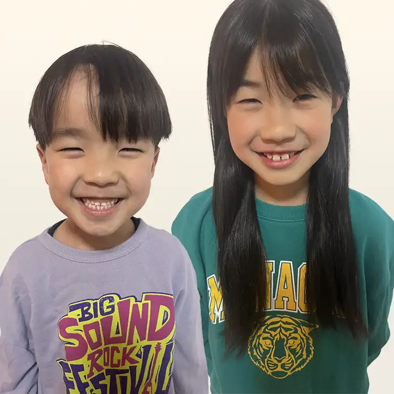 ゆめのさん（８歳）リトルコース、えいたさん（６歳）キンダーコース